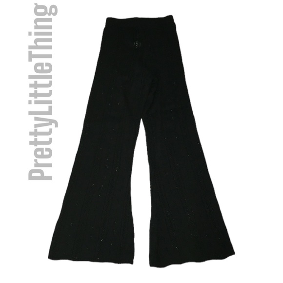 Pretty Little Thing Black Flared Open Knit See Thru Coverup Pants - Women’s 2 - Picture 1 of 14